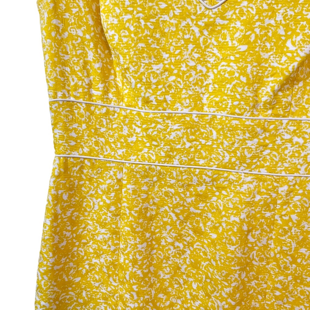 Tahari Arthur S. Levine Sunny Yellow & White Sheath Dress Beaded Necklin… - Picture 5 of 12